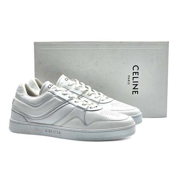 Celine Trainer Low Top Leather Sneakers in White size 44 $850 - Picture 1 of 11